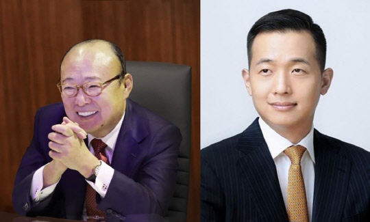 김승연 한화그룹 회장과 김동관 부회장. <한화그룹 제공>